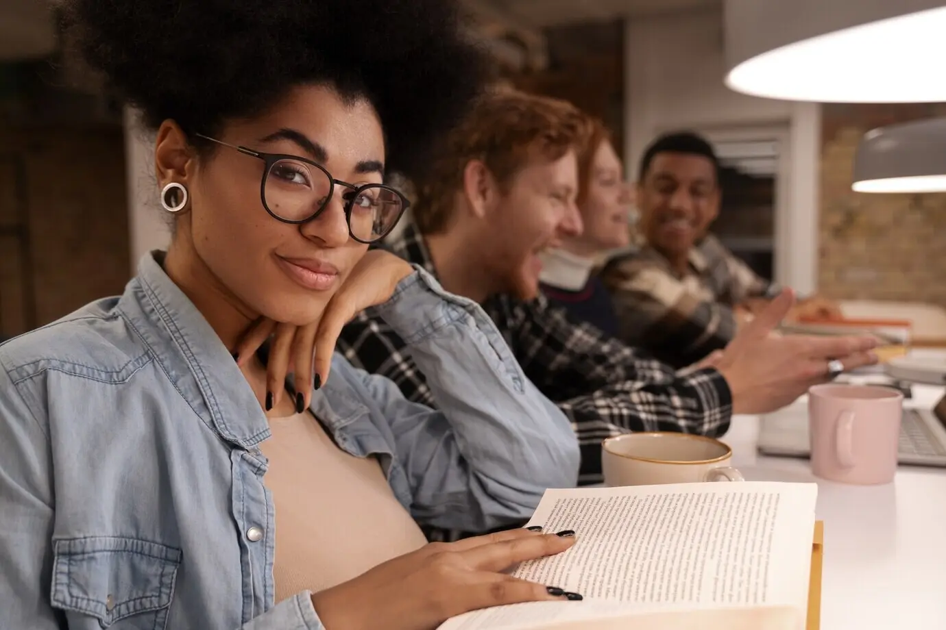 Realitätsnahe Szene eines Buchclubs